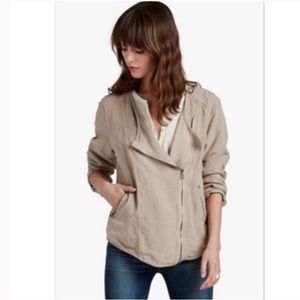 Lucky Brand Tan Linen Blend Moto Jacket XS